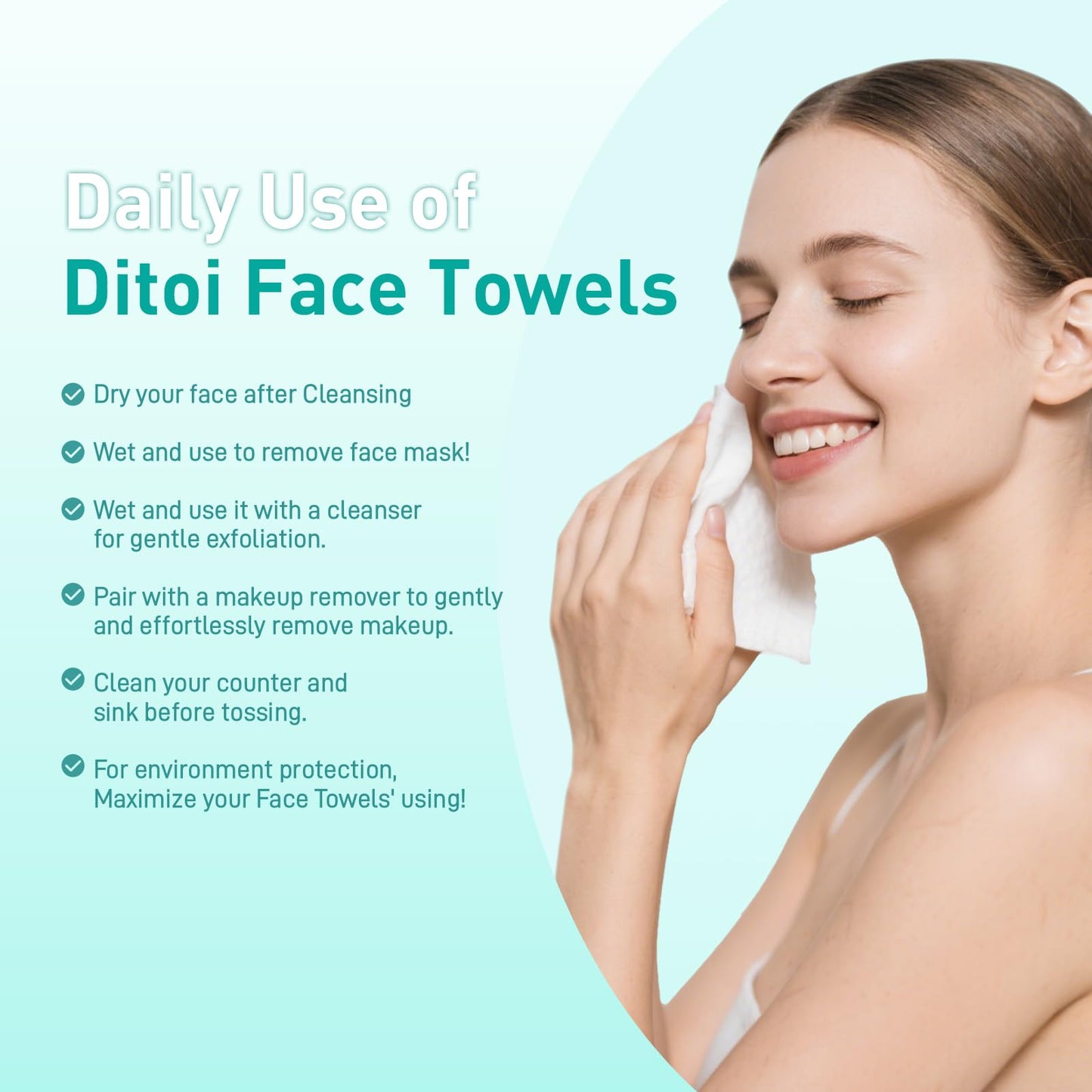 Ditoi Face Towels XXL, Ultra‑Soft Disposable Facial Towels Beauty and Personal Care Ditoi