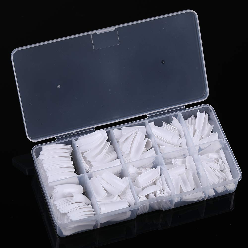 Yimart French False Nail Tips French Nail Art Tips 500pcs White French Acrylic Style Artificial False Nails Tips With Box (White)