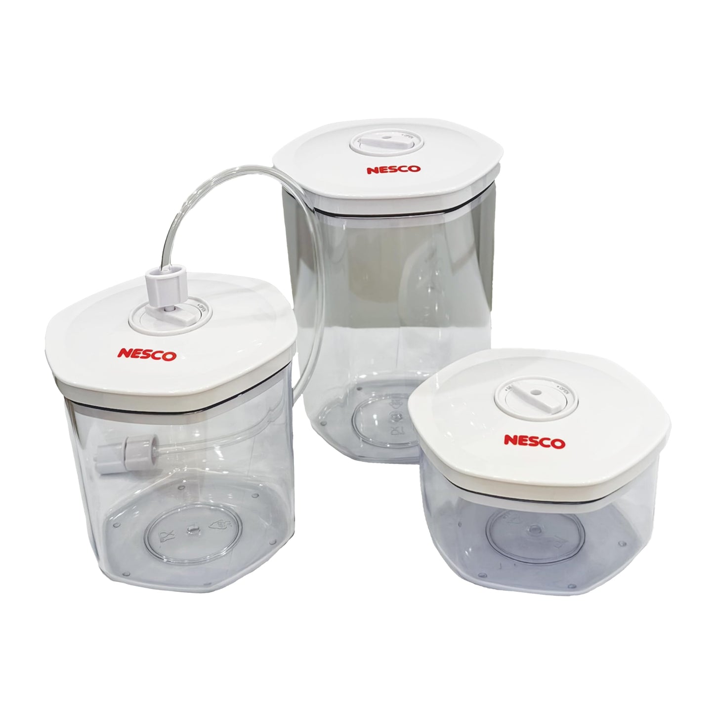 NESCO 3-Piece Vacuum Canister Set - BPA-Free Food Storage Containers with Lids, for Marinating, Meal Prep, Pantry Organization, Compatible…