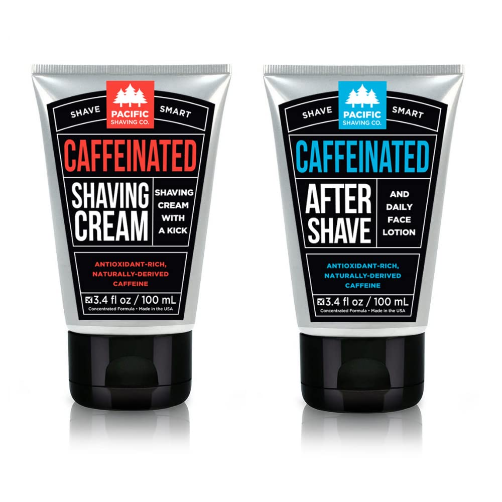 Pacific Shaving Company Caffeinated Shaving Cream & Aftershave Set - Shave Kit for Men - Antioxidant + Caffeine Enriched Shave Cream + Aftershave…
