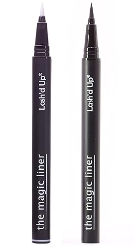 Lash'd Up Glue Liner Pen (Extra Strong, Clear & Black) Magic Self-Adhesive Eyeliner Full-size 0.032 Oz. (2 PCS, Clear & Black, Extra Strong)
