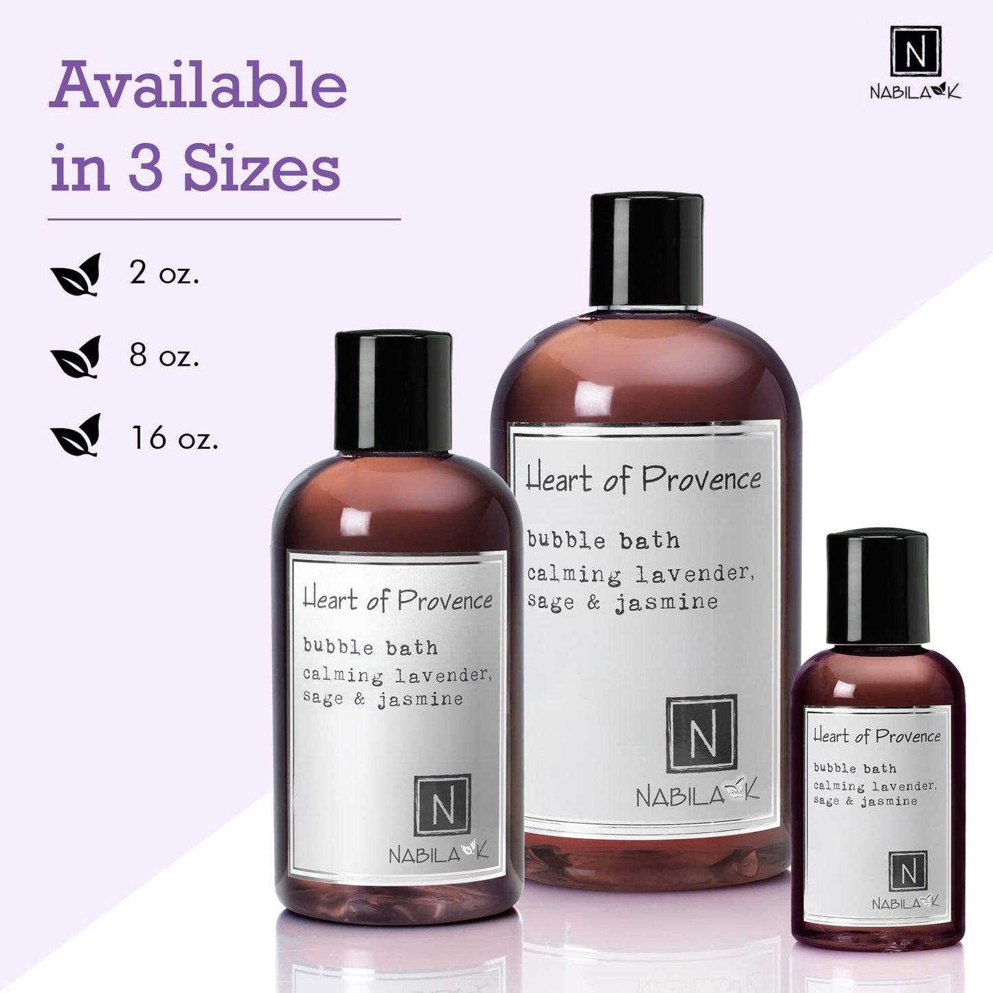 Nabila K Heart of Provence Travel Size Bubble Bath with Lavender, Sage & Jasmine - Natural & Organic, Sulfate-Free, Tear-Free - Aromatherapy Bath Soak Beauty and Personal Care Nabila K