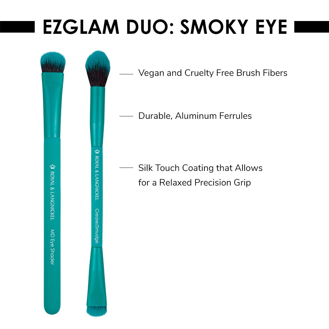 MODA EZGlam Duo Smoky Eye Travel-Size Makeup Brush Kit - Dual-Ended Eye Brushes for Blending & Defining, Vegan & Cruelty-Free