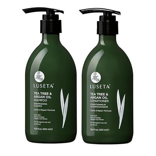 Luseta Tea Tree Oil Shampoo and Conditioner Set for Flaky, Dry Scalp - Cooling Peppermint & Lavender, Refreshes Scalp & Removes Buildup, Sulfate-Free
