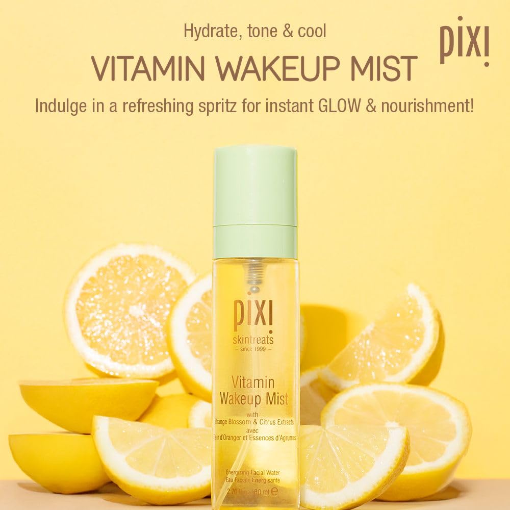Pixi Vitamin-C Wakeup Mist | Helps Cool, Refresh, and Wake Up Skin | Adds Hydration | Boosting Treatment Toner | 2.7 fl oz / 80ml