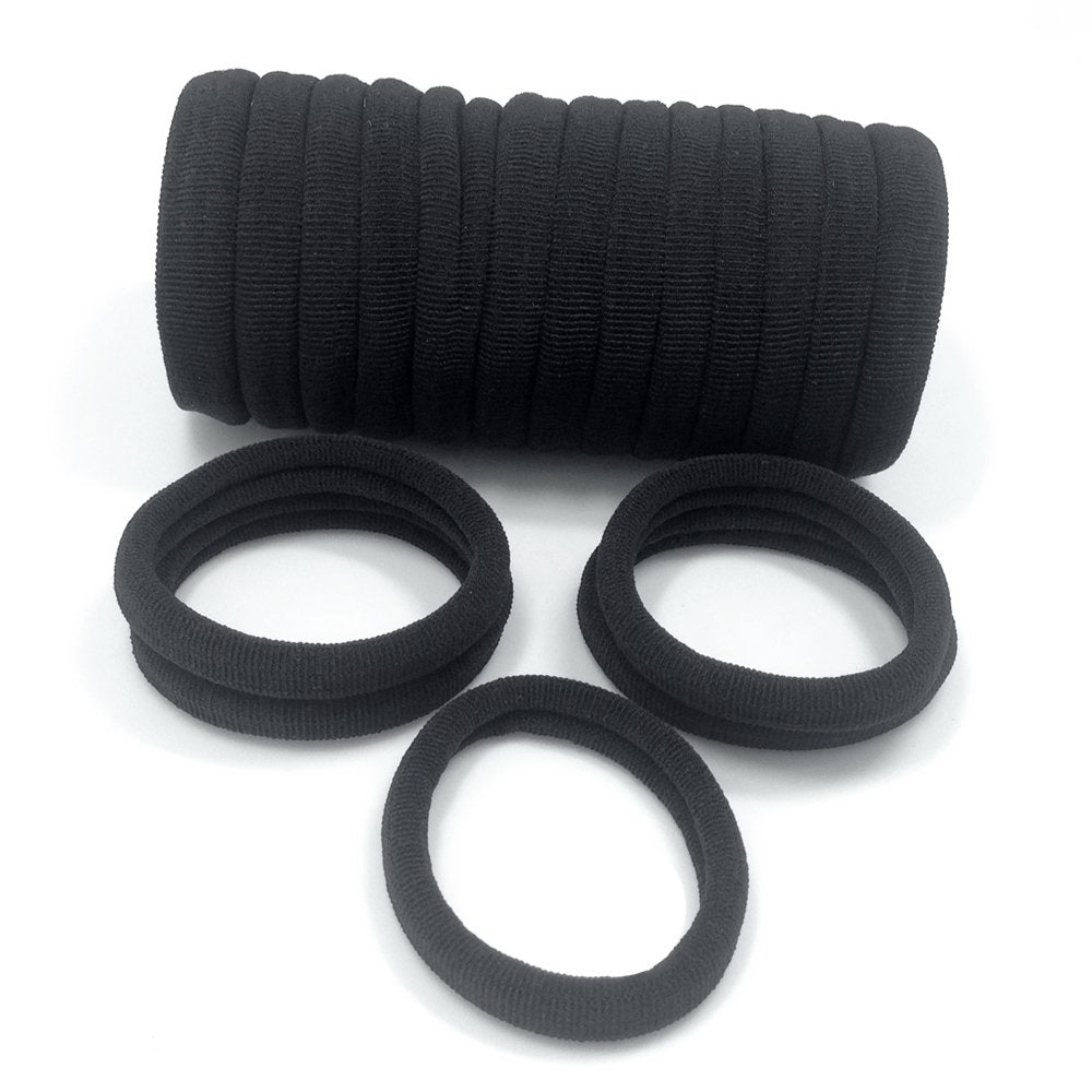 J-MEE Hair Bands 100PCS Seamless Cotton Ponytail Holders Scrunchies Hair Accessories for Thick Hair (black) Beauty and Personal Care J-MEE