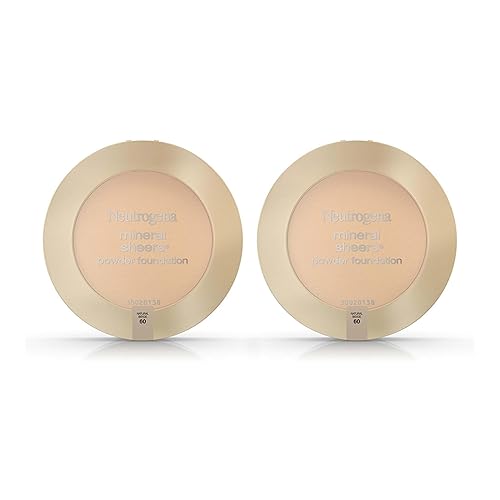 Neutrogena Mineral Sheers Compact Powder Foundation, Lightweight & Oil-Free Mineral Foundation, Fragrance-Free, Natural Beige 60,.34 oz