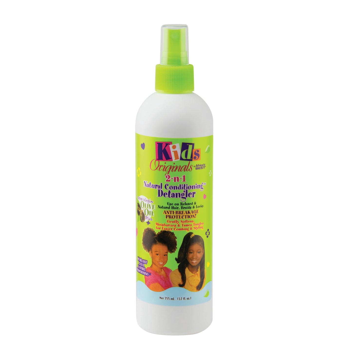 Originals by Africa's Best Kids 2-n-1 Natural Conditioning Detangler, 12oz Bottle, Formulated with Extra Virgin Olive Oil, For Natural, Texturized, or