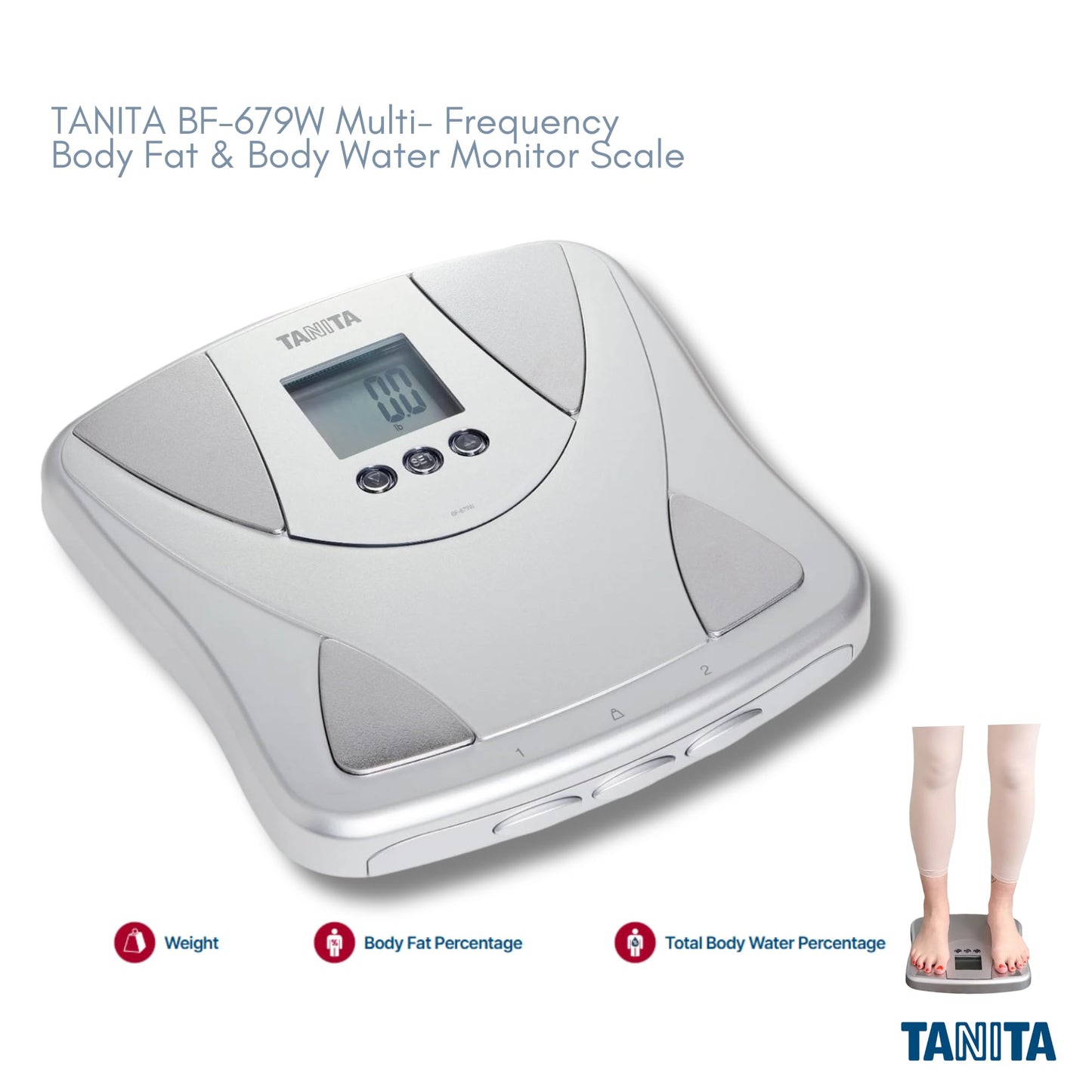 Tanita BF-679W Multi-Frequency Digital Body Fat and Body Water Scale - Smart Bathroom Weight Scale - Body Composition Monitor with Japan Technology…