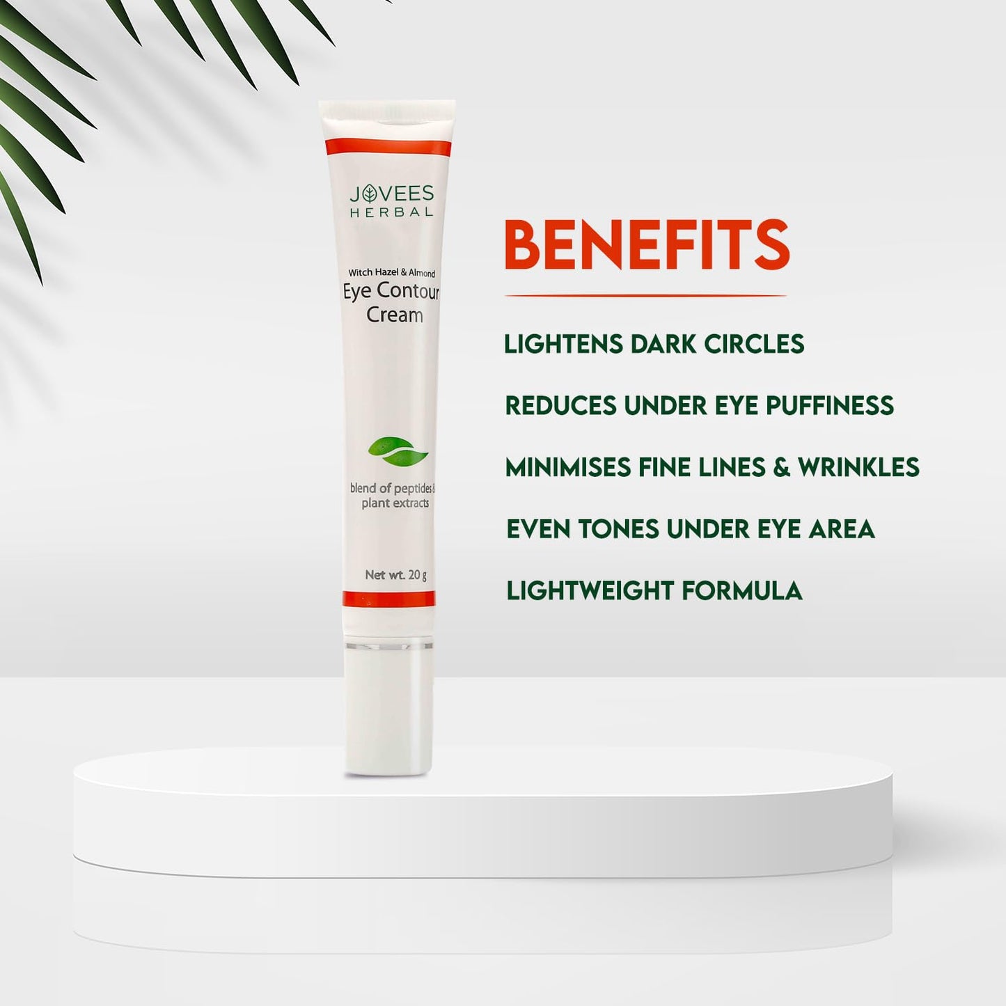 Jovees Eye Contour Cream with Hazel & Almond Remove Dark Circles & Puffiness 20gm by Jovees