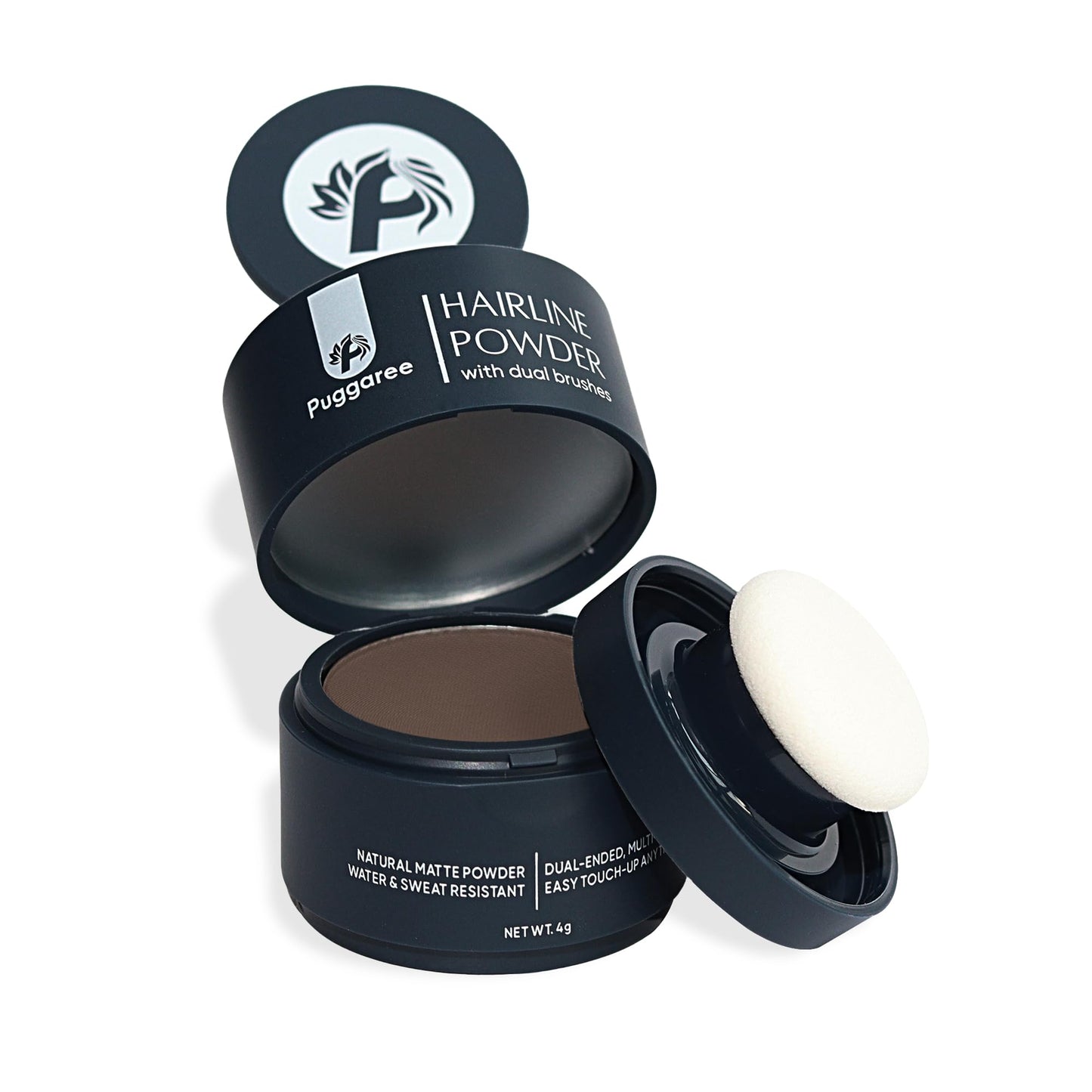 Puggaree Hairline Powder - Root Touch Up Hair Color for Gray Coverage, Bald Spot Concealer Hair Powder for Women & Men, Long-Lasting Root Cover