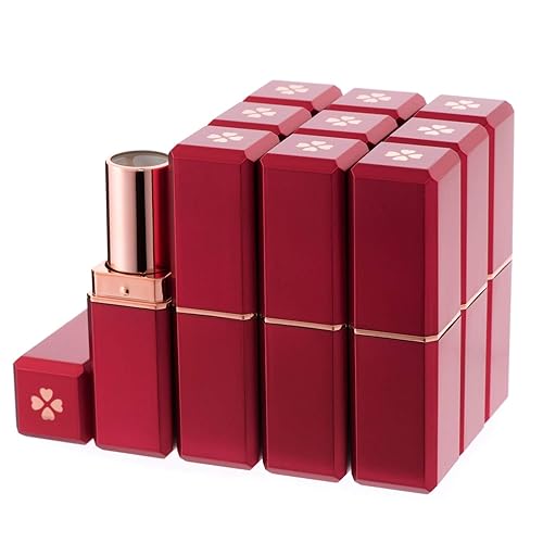Allwon 10Pcs Red Empty Lipstick Tubes DIY Lip Balm Container (Square Tube)