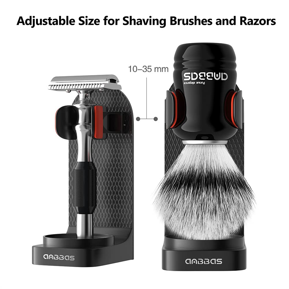 Anbbas Shaving Brush Synthetic Badger Hair Resin Handle and Stainless Steel Soap Bowl,ABS Wall Mounted Shaving Holders for Brush and Bowl Beauty and Personal Care Anbbas