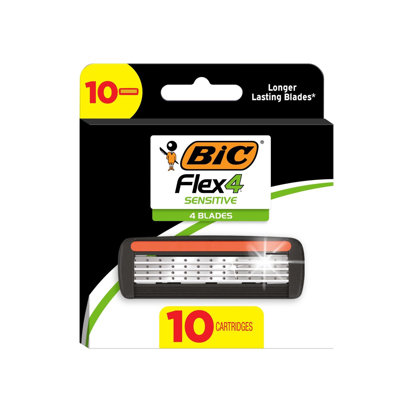 BIC Flex 4 Refillable Razors for Men, Long-Lasting 4 Blade Razor Refills for Sensitive Skin, 10 Razor Cartridges Beauty and Personal Care BIC Default Title