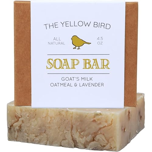 Lavender Goats Milk Soap Bar with Oats - Gentle Exfoliating Bath Soap. Moisturizing Dry Skin Face & Body Wash. Mild Natural and Organic Soap. Made