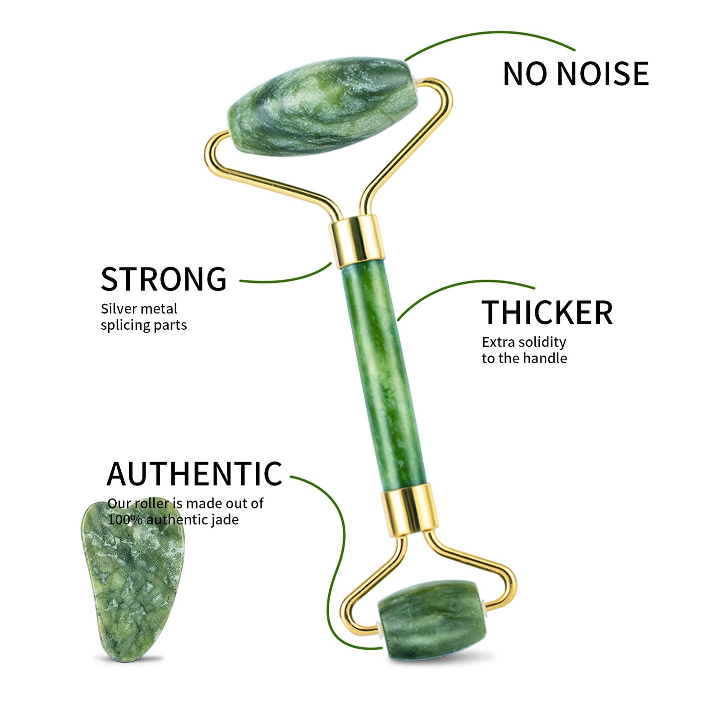 BFASU Facial Roller Set of 3, Ice Roller, Two-Sided Jade Roller and Gua Sha Massage Tool, Rolling Tool for Facial Beauty and Body Massage, Helps