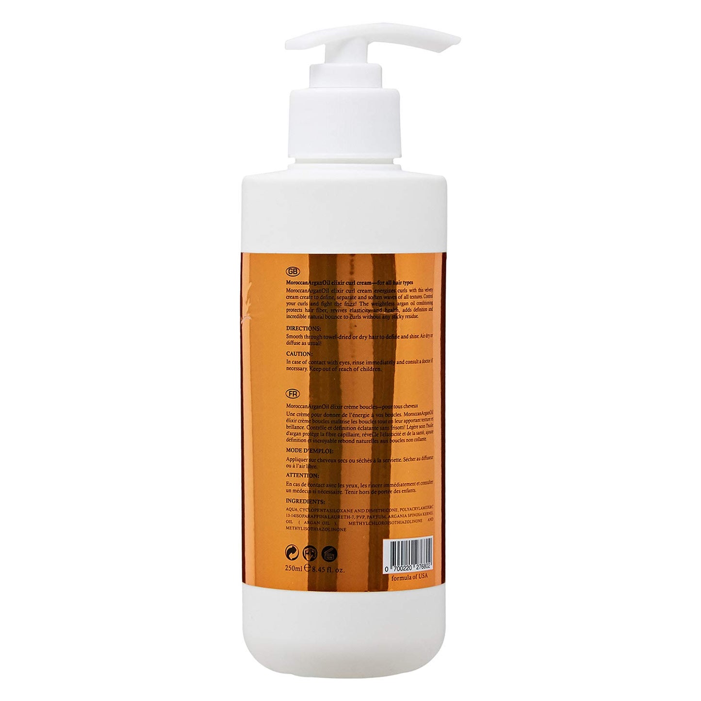 Otto Keunis Moroccan Argan Oil Elixir Curl Cream -Weightless Argan Oil Conditioning-Curl Definition & Control. All Hair Types. 250 ml/ 8.45 fl.oz.