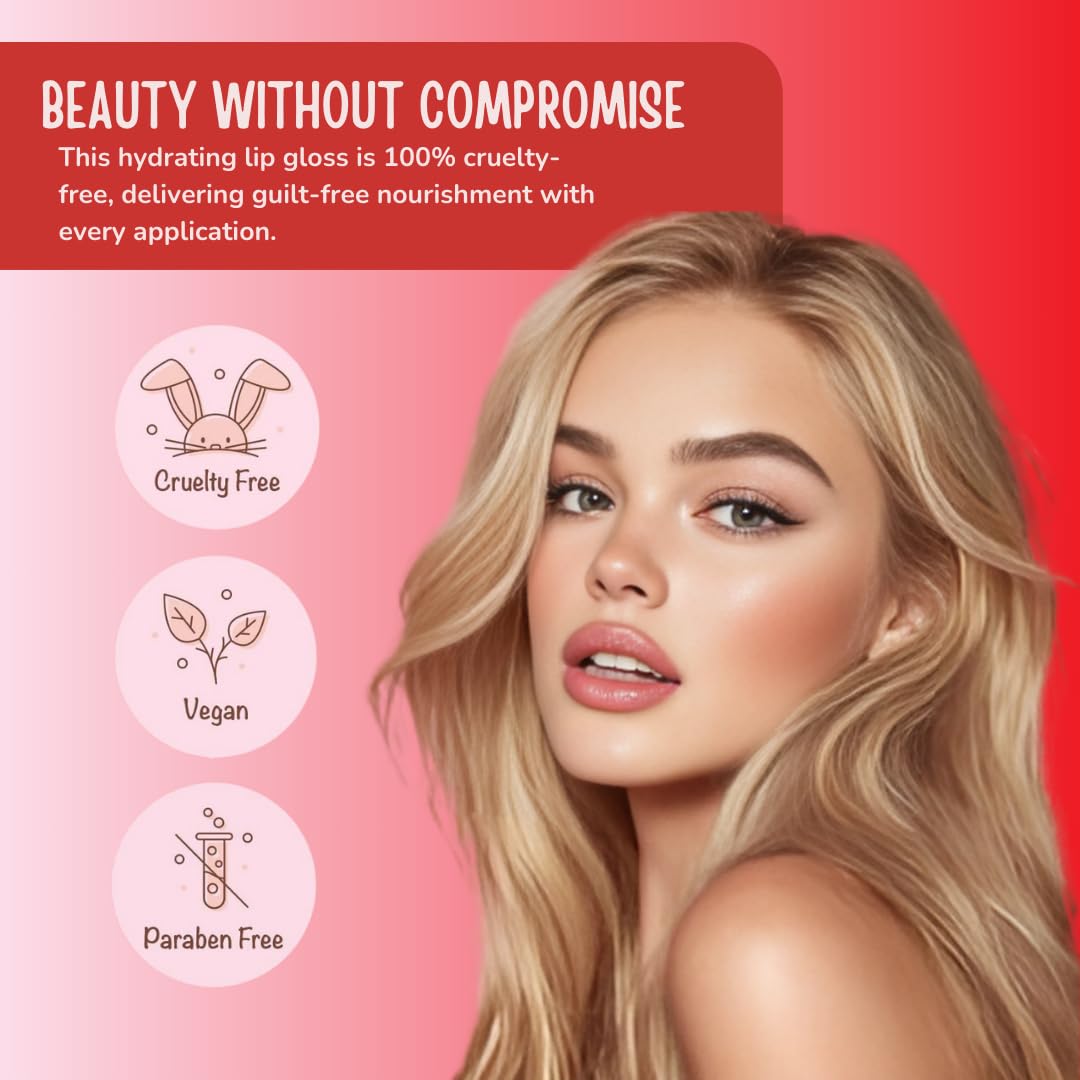 RUDE Cosmetics Berry Juicy Lip Gloss for Women, High Shine Lip Glosses Set, Moisturizing & Hydrating Lipgloss for Girls, Ideal for Day & Night Makeup