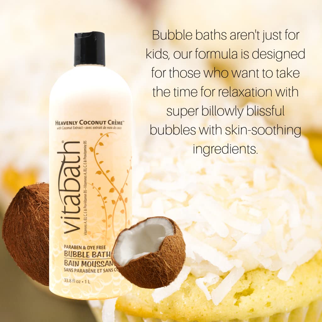 Vitabath Heavenly Coconut Crème Bubble Bath Rich Foaming Bubbly Soak & Relaxing Aromatherapy Moisturizing & Nourishing Indulgent Suds for Women & Men