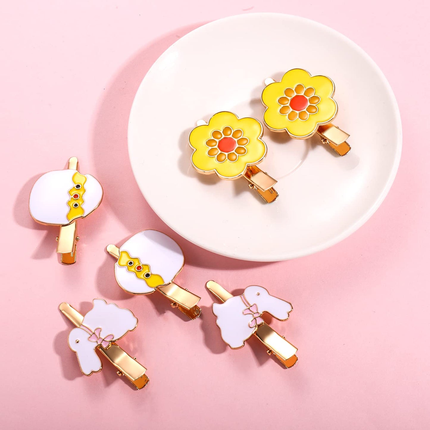 Easter Hair Clip Cute Enamel Bunny Egg Flower Hairpins Kawaii Easter Metal Alligator Clips for Women Girl Holiday Party Hair Accessories (Easter hair