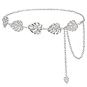 Monstera Leaf Silver Metal Western Chain Belt - Boho Fairy Witchy Body Jewelry for Women - Adjustable Waist Belt for Plant Moms, Ren Faire & Festival…