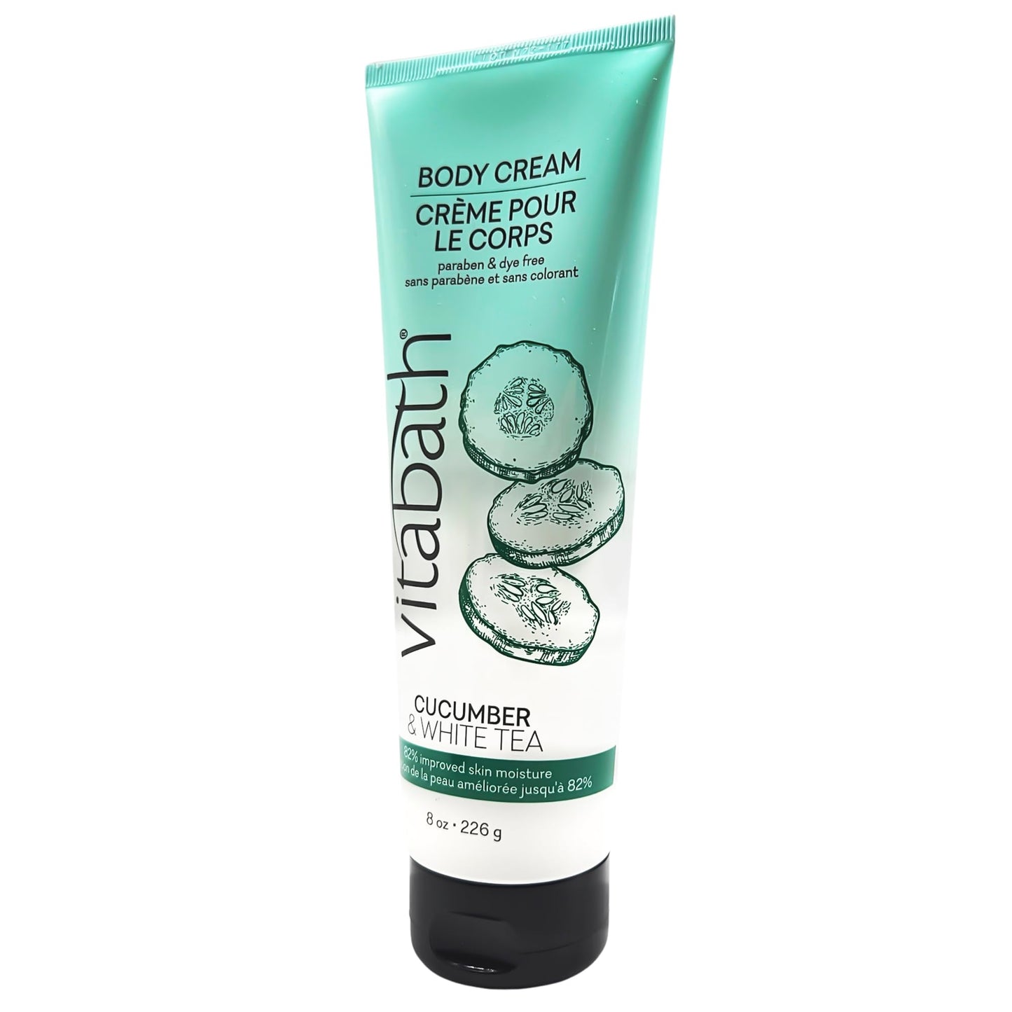 Vitabath Cucumber & White Tea Moisturizing Body Cream - Soothing Hydration Vitamin & Nutrient Skin Care - Replenishing All Over Dry Skin Lotion