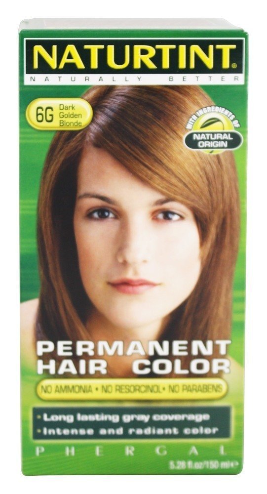 Naturtint, Permanent Hair Color, 6GDark Golden Blonde, 5.28 Florida Ounces. Pack of 1 Box.