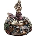 SUMMIT COLLECTION Decorative Art Nouveau Style Sirens of The Sea Mermaid Holding Hand Over Chest Praying Mermaid Fantasy Resin Jewelry Trinket Box…