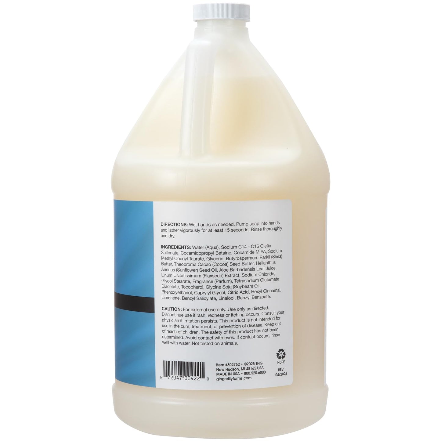 Ginger Lily Farms Botanicals Shea Indulgence Deep Hydration Liquid Hand Soap Refill, Island Tranquility, 100% Vegan & Cruelty-Free, Green Tea
