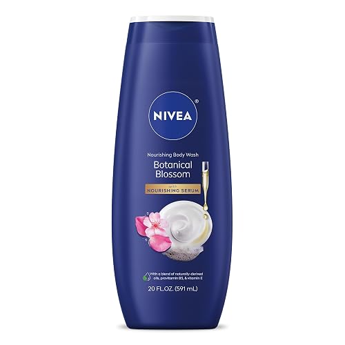 NIVEA Nourishing Botanical Blossom Body Wash with Nourishing Serum, Moisturizing Body Wash for Women, Enriched with Provitamin B5 and Vitamin E, 20 Fl