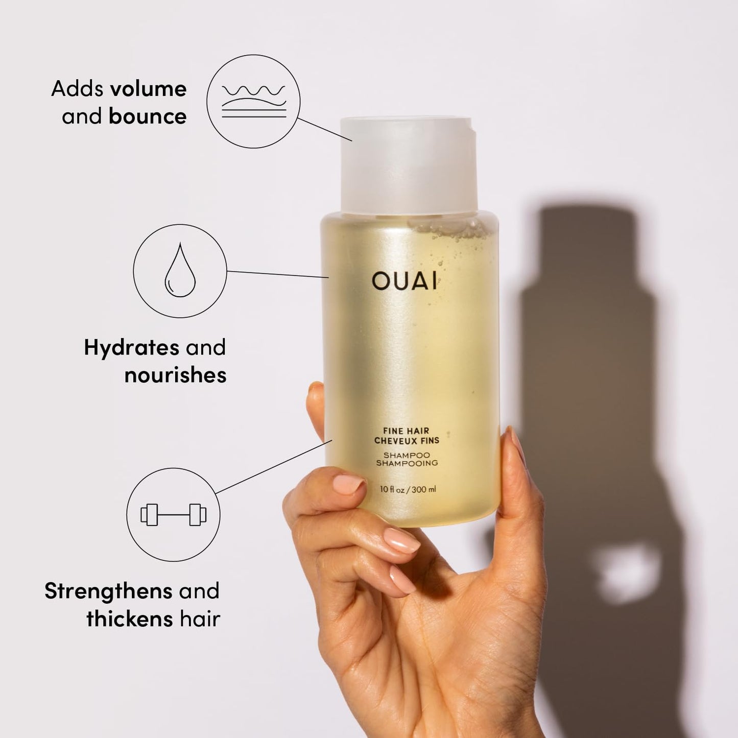 OUAI Fine Shampoo and Conditioner Set - Sulfate Free Shampoo and Conditioner for Women & Men - Made with Keratin, Marshmallow Root, Shea Butter