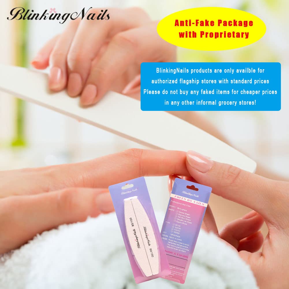 Abrasive Nail File 80/100 Grit 10Pcs Acrylic Nail Files and Buffers, Professional Washable Nail File Buffer Block with Double Sides Designed