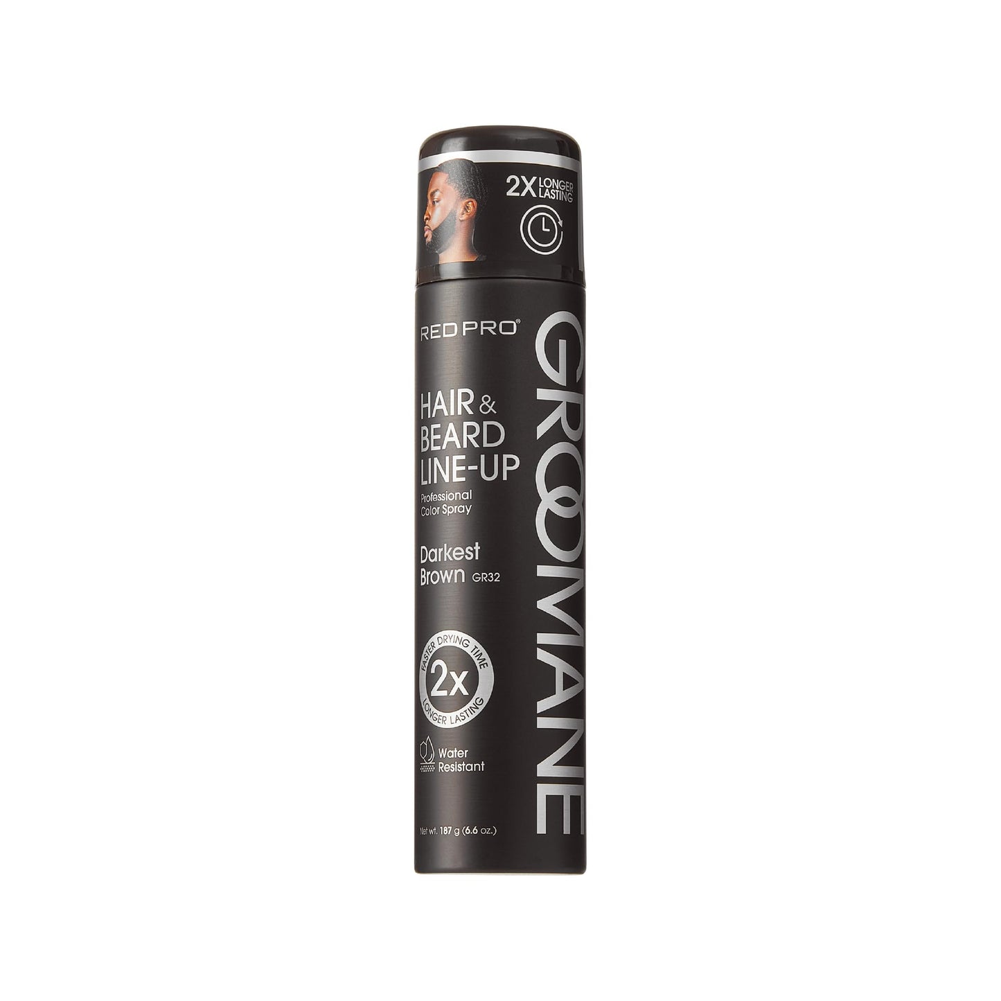 RED Pro GROOMANE Temporary Color Spray for Hair & Beard Line-Up, Barber Grade, Quick-Drying, 2X Longer-Lasting (Up to 20 Washes), Precision Nozzle, No