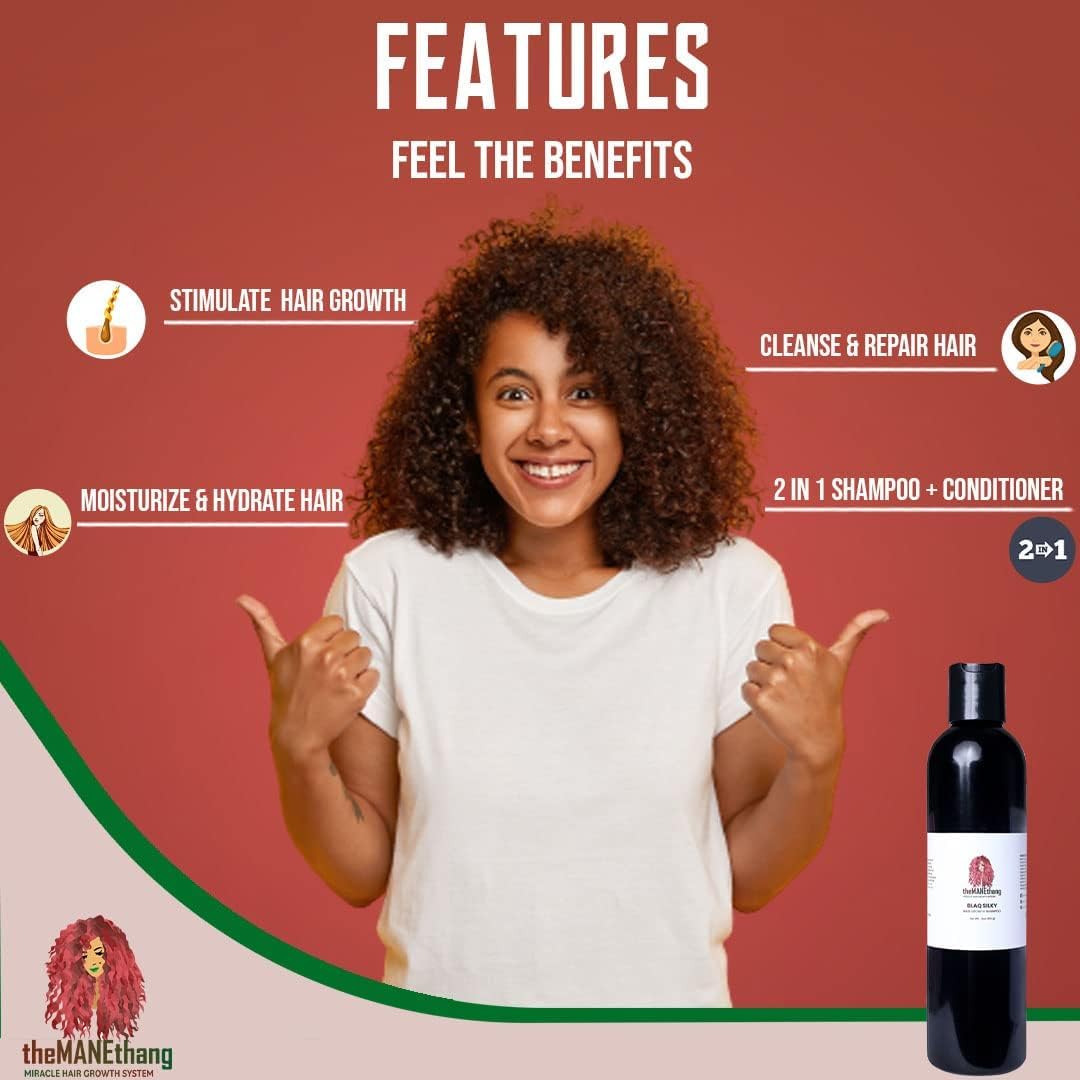 TheMANEthang 2 in 1 Shampoo and Conditioner set for Curly Hairs/Smooth Hairs - Herbal shampoo for men/Women Restores Strength - free from sulphates