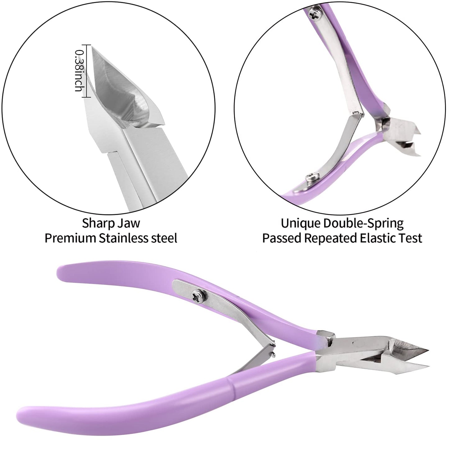 Cuticle Trimmer with Cuticle Pusher and Cutter-YINYIN Cuticle Nipper Professional Stainless Steel Cuticle Clippers Durable Pedicure Manicure Tools