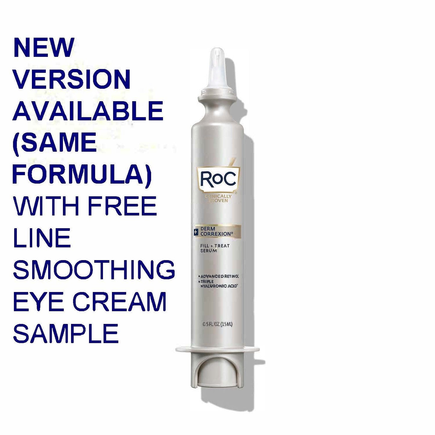 RoC Derm Correxion Fill + Treat Advanced Retinol Serum with Hyaluronic Acid for Forehead Wrinkles, Crow's Feet, Eleven Wrinkles, and Laugh Lines