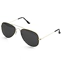 Skeleteen Black Gold Aviator Sunglasses - Military Style Dark Sun Glasses with Gold Metal Frame and UV 400 Protection