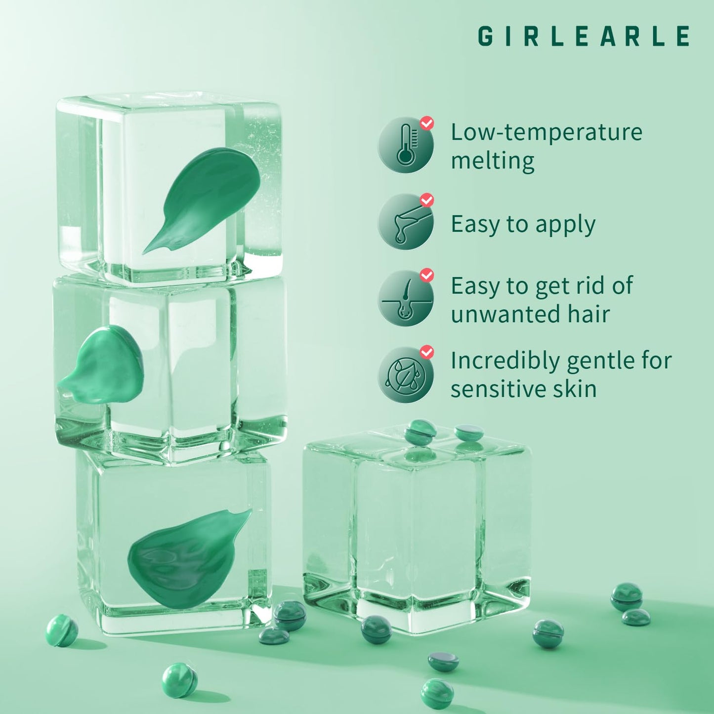 GIRLEARLE 1LB Hard Wax Beads for Hair Removal, Hard Wax Beads with Green Tea Formula, Wax Beads for Brazilian Waxing & Sensitive Skin, Stripless Hard Beauty and Personal Care GIRLEARLE
