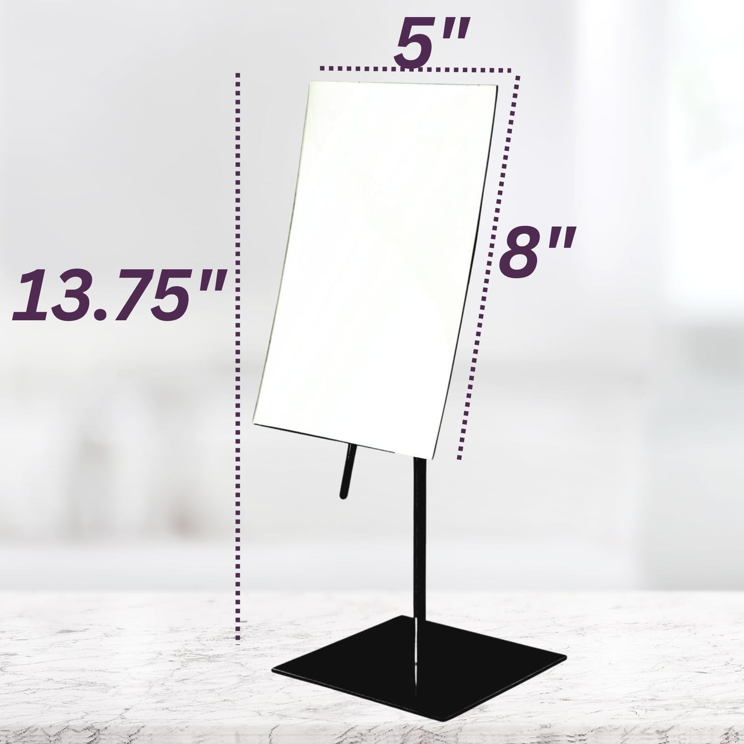 JERDON Rectangular Tabletop Vanity Makeup Mirror - 3X Magnification with Black Finish - 5-inch by 8-inch Vanity Mirror - Pivot Adjustment - Model