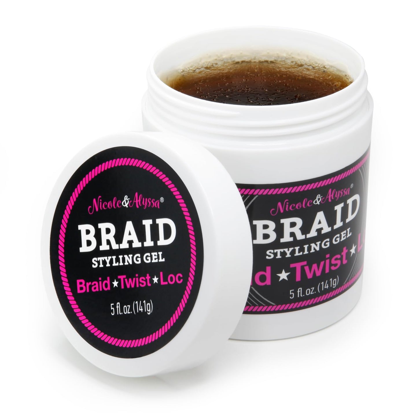 Nicole & Alyssa - Braiding Gel 5oz - No Flakes or Buildup, Perfect for Braids, Locs & Twists, Extra Hold, Frizz Control, Moisturizing Care