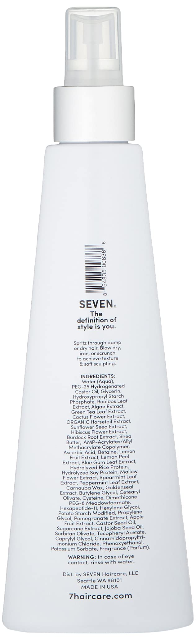 SEVEN Hair Care CUBICA TOUSLE Texture Hair Spray for Women & Men, Dry Wax Hairspray for Volume, Body + Beachy Waves, ProVitamin B5, Green Tea