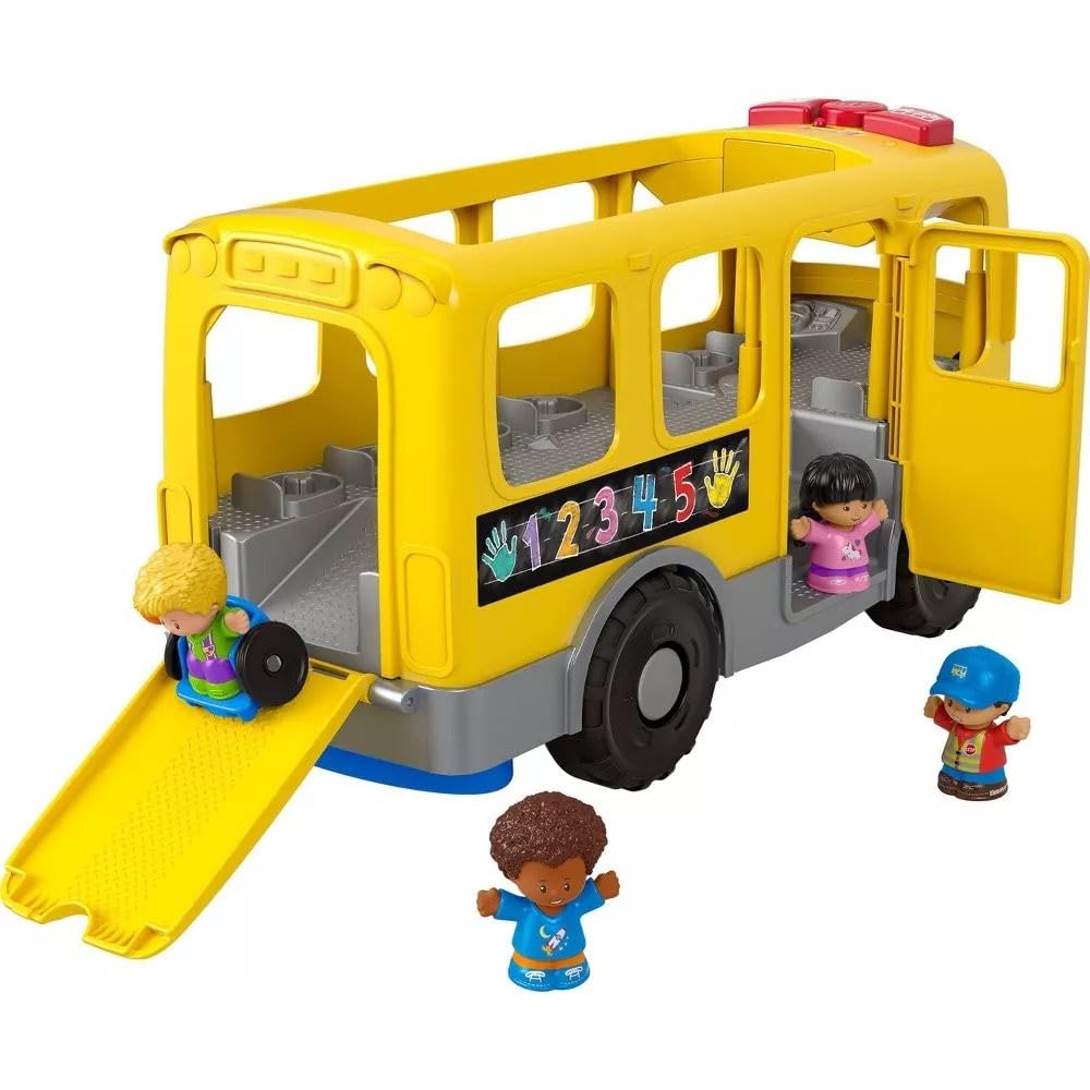 Fisher-Price Little People Toddler Learning Toy, Big Yellow Bus Musical Pull-Along Vehicle for Pretend Play Kids Ages 1+ Years