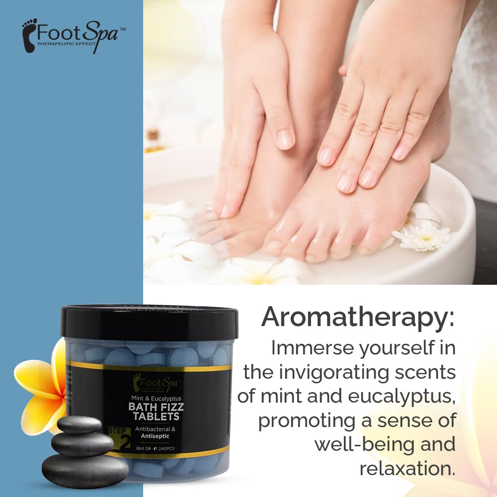 FOOTSPA - Bath Fizz, Mint & Eucalyptus - Relaxing Aromatherapy - 42 Ounces