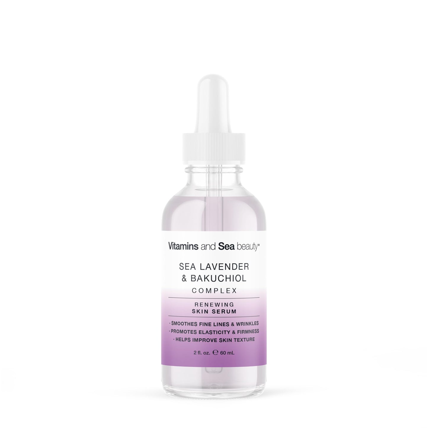Renewing Skin Serum with Sea Lavender & Bakuchiol, Anti-Aging Firming and Smoothing Collagen Boosting Face Serum for Fine Lines and Wrinkles - 2 fl oz