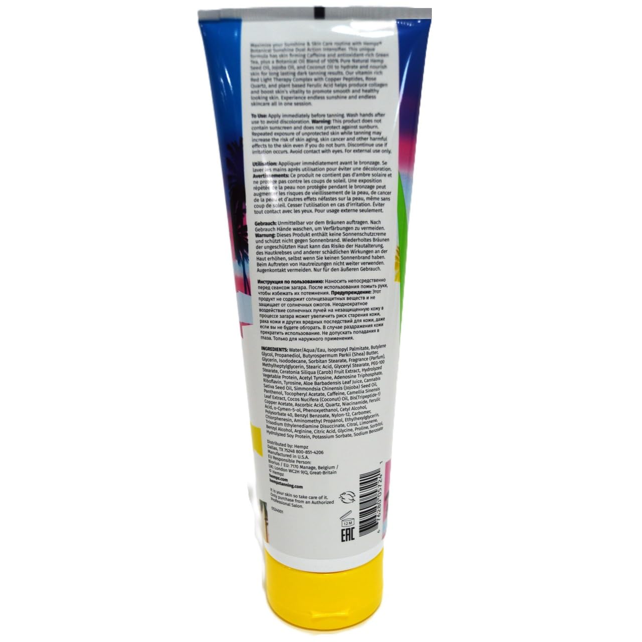 Hempz Botanical Sunshine Dual Action Intensifier for UV Tanning & Red Light Therapy 9oz