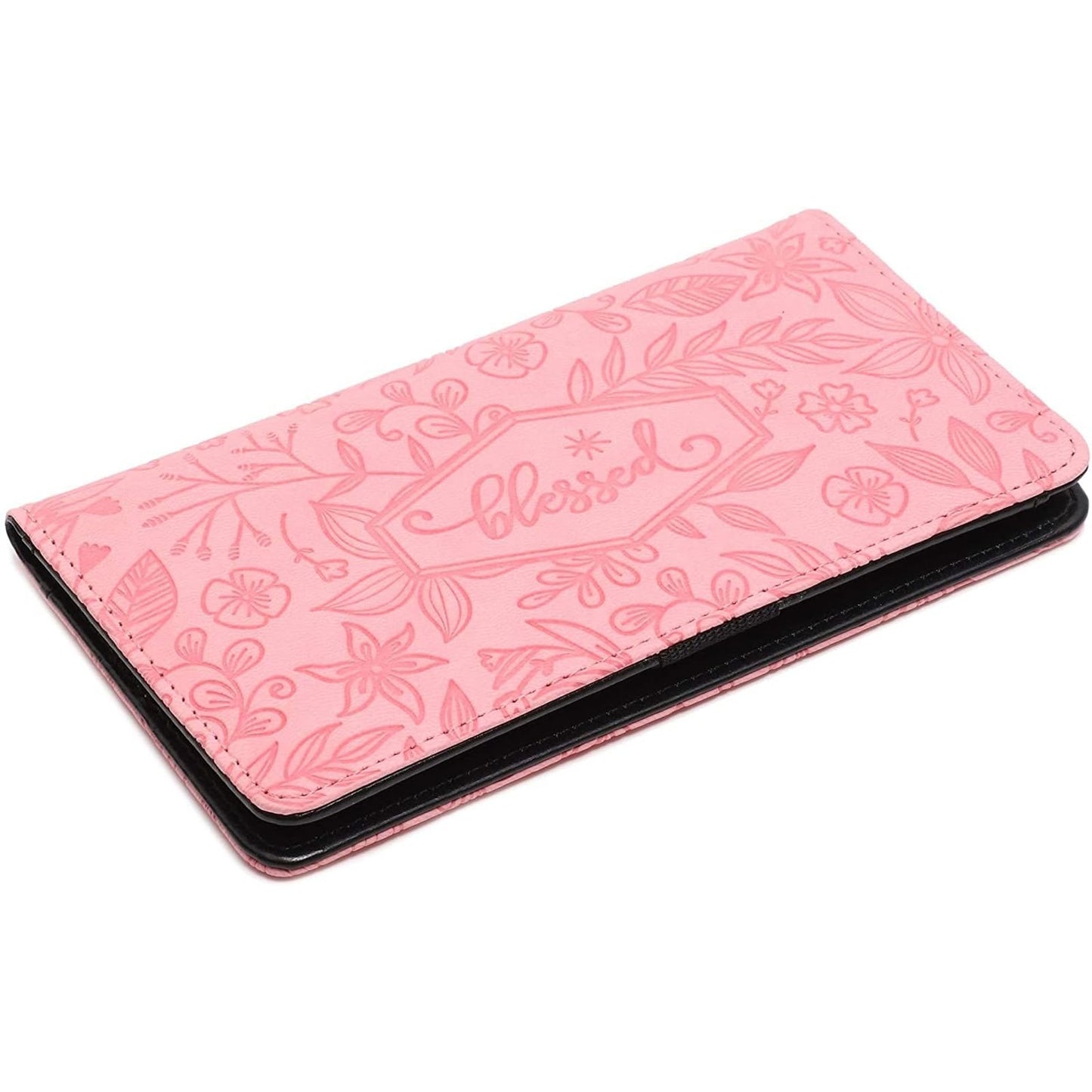 Juvale Floral Checkbook Cover for Women - Card Holder Wallet for Checks & Credit Cards, RFID Blocking (Pink) - Check Book Covers for Women