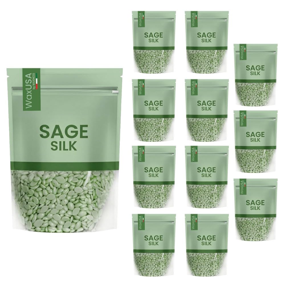 WaxUSA by Waxness Hard Wax Beads 1 lb (474g) Pack of 20 - Sage Silk Creamy Shimmer Texture - Professional Stripless Hair Removal - Made in Italy Beauty and Personal Care Waxness