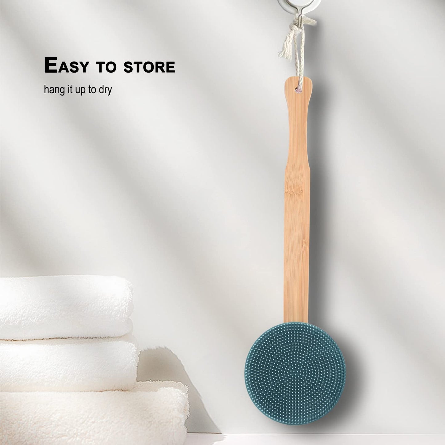 Bamboo Long Handle for INNERNEED Round Body Scrubber, for Back Scrub