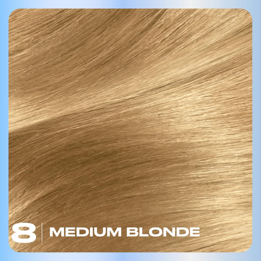 Clairol Nice'n Easy Permanent Hair Dye, 8 Medium Blonde | 100% Gray Coverage | Long?Lasting, Natural?Looking Color & Shine | Pack of 1