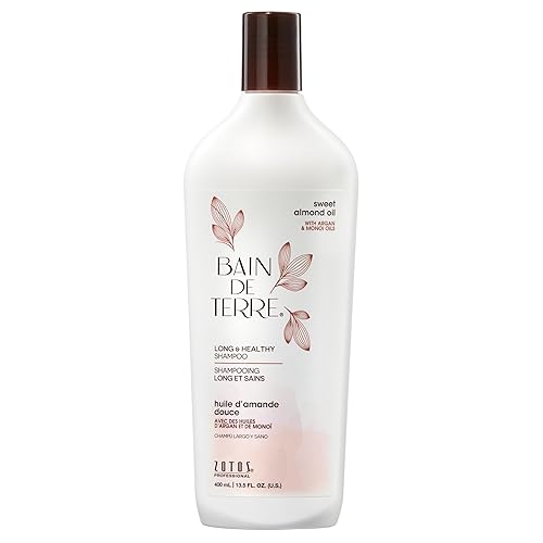 Bain de Terre Sweet Almond Oil Long & Healthy Shampoo, Strength & Protection for Weak, Damaged Hair, with Argan & Monoi Oils, Paraben-Free